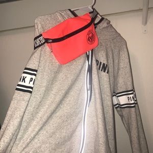 Pink jacket with pouch